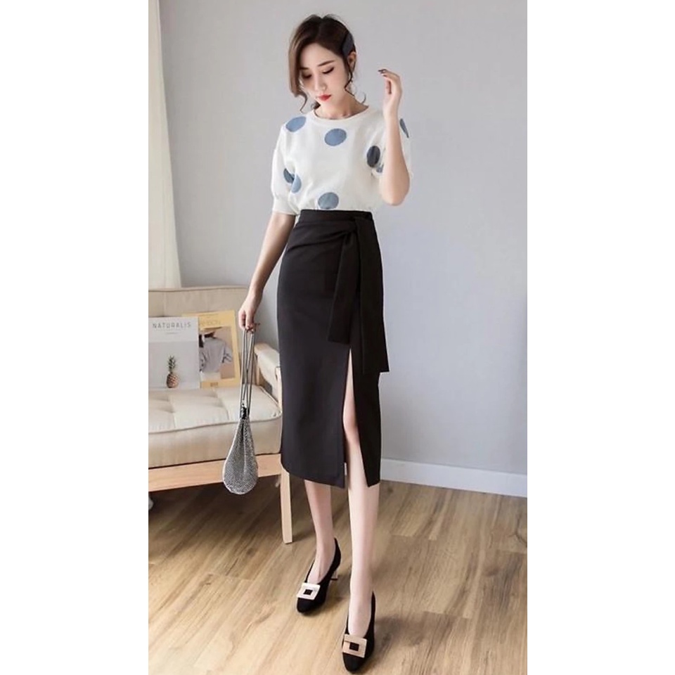 Chân váy xẻ tà cạp lơ .< Bán Sỉ >. | BigBuy360 - bigbuy360.vn