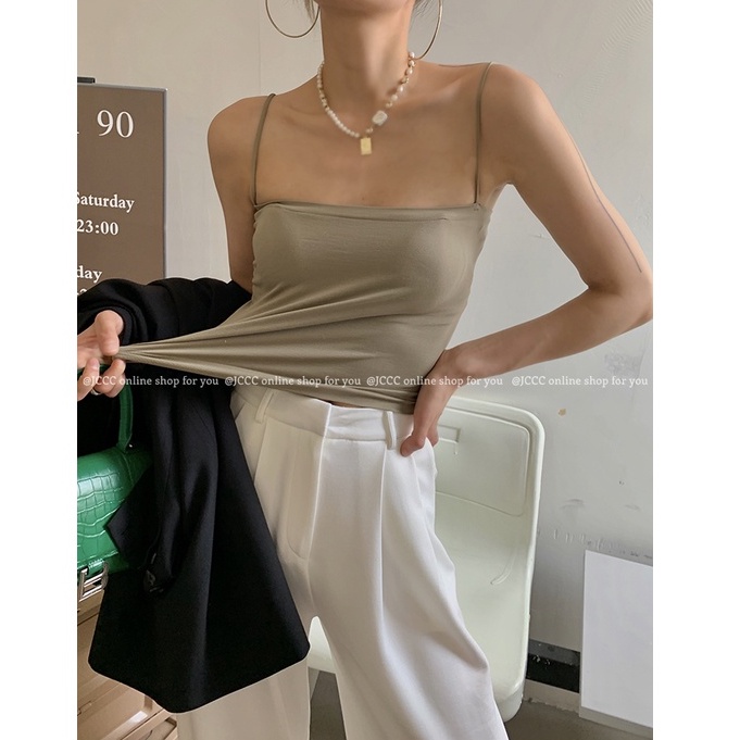 Cocory vn Áo Croptop Hai Dây Có Mút Đệm Ngực 5 Màu Thời Trang Mùa Hè Quyến Rũ Dành Cho Nữ