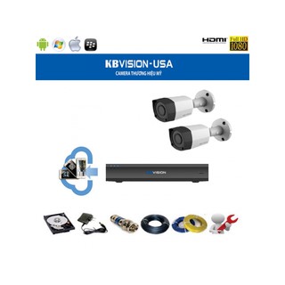 Trọn bộ 2 camera kbvision 2.0 megapixel