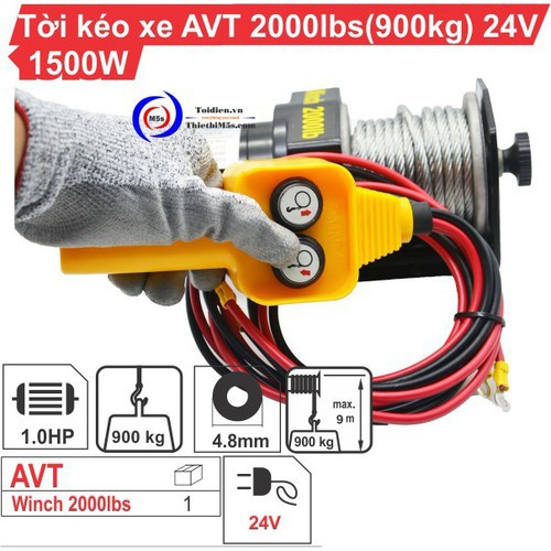 Tời điện kéo xe ATV 2000LBS -12V, 24V