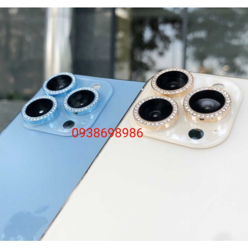Dán bảo vệ Camera Cao cấp đính đá iPhone 13 pro max , 13 pro , 13 , 13 mini ( full box)