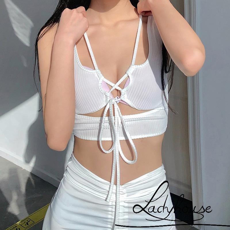 Áo Ba Lỗ Cổ Chữ V Hở Rốn Màu Trơn Thời Trang Gợi Cảm Cho Nữ