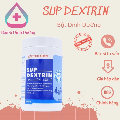 BỘT ĐƯỜNG SUPDEXTRIN HỖ TRỢ TRẺ BIẾNG ĂN, NHẸ CÂN LON 400G