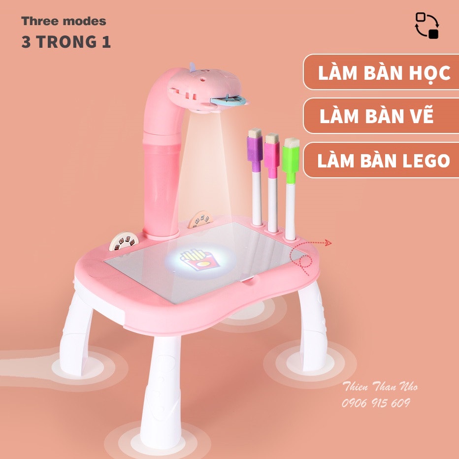 [Hàng loại 1] Bộ bàn vẽ máy chiếu đa năng cho bé tập vẽ có đèn chiếu sáng và có nhạc cho bé, Có thể bơm bong bóng