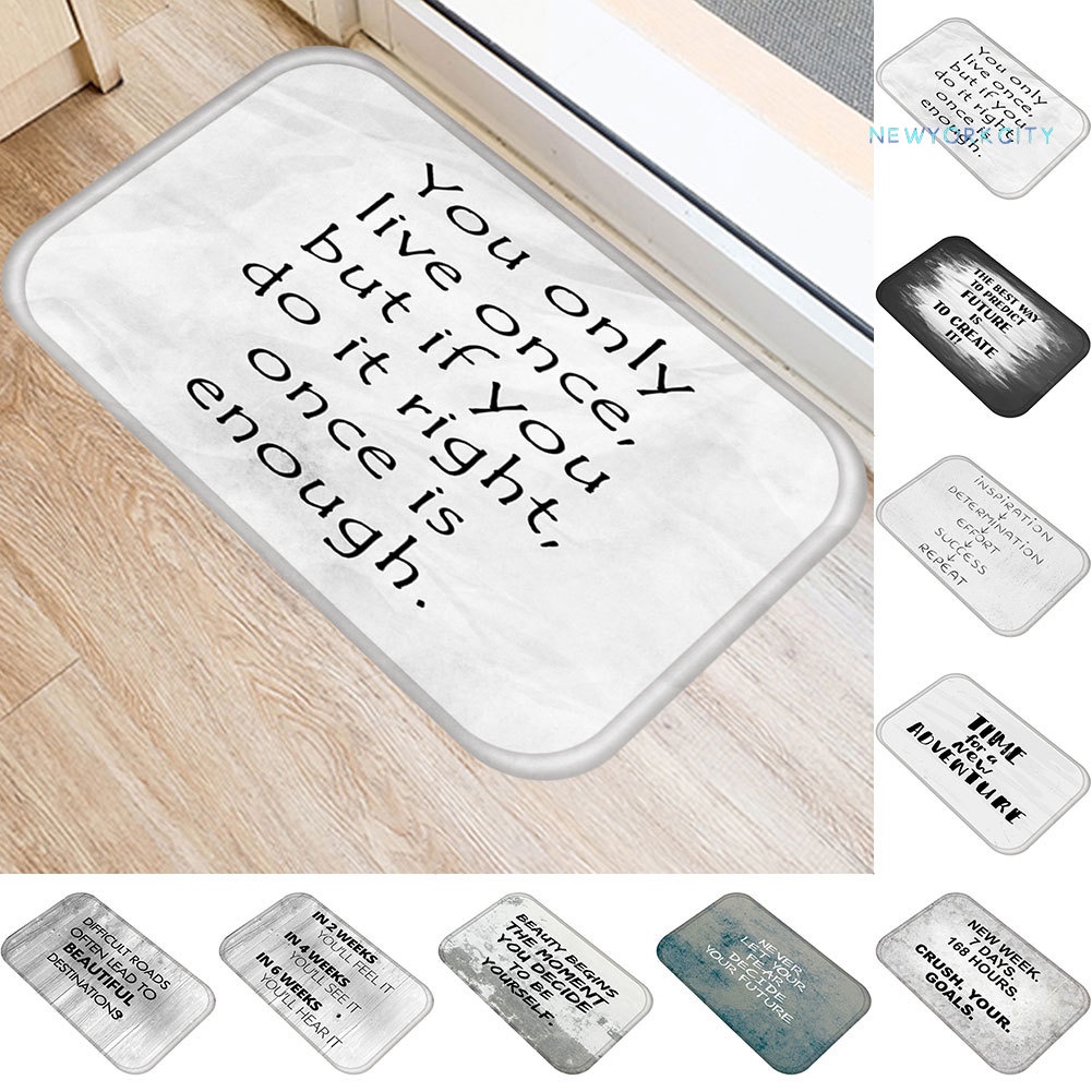 Thảm lót cửa chùi chân Chống Trượt In Câu Tục Ngữ Tiếng Anh Phong Cách Vintage