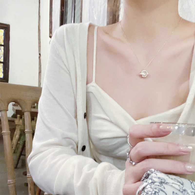 Dây chuyền MANYUE mặt hình hành tinh đính đá nhân tạo phong cách Hàn Quốc thời trang dành cho nữ