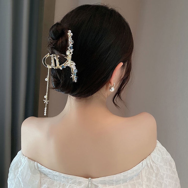 Kẹp Tóc Hình Hoa Lan Phối Tua Rua Phong Cách Mới