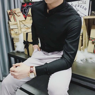 Áo sơ mi nam cổ tàu, kiểu dáng Châu âu, sang trọng và trẻ trung, chất vải thoáng mát, co dãn tốt.