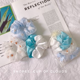 Set 3 dây buộc tóc scrunchies kèm túi dây rút