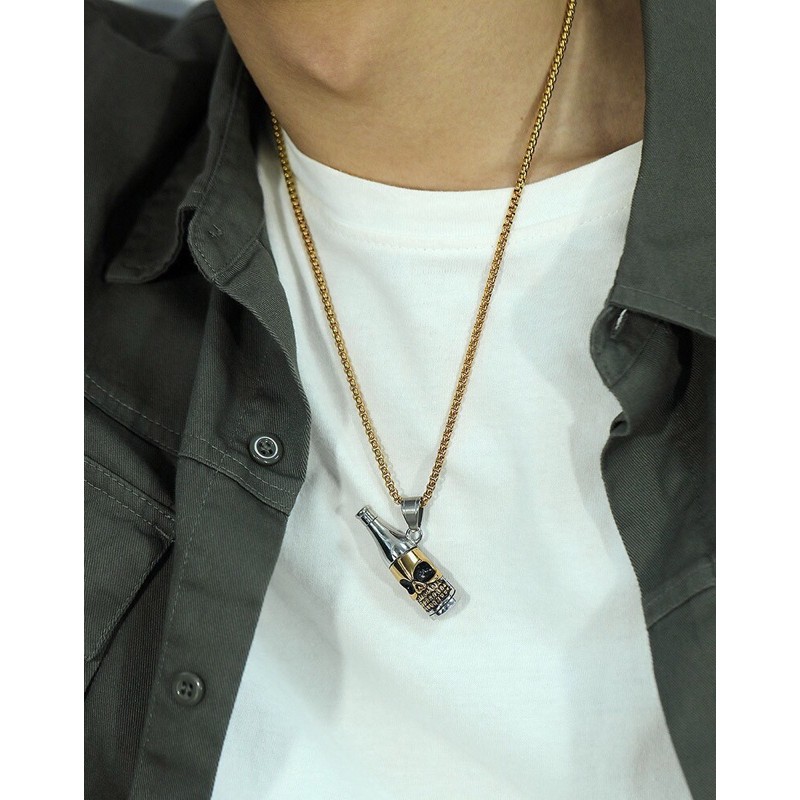 Dây chuyền titan chai đầu lâu không gỉ