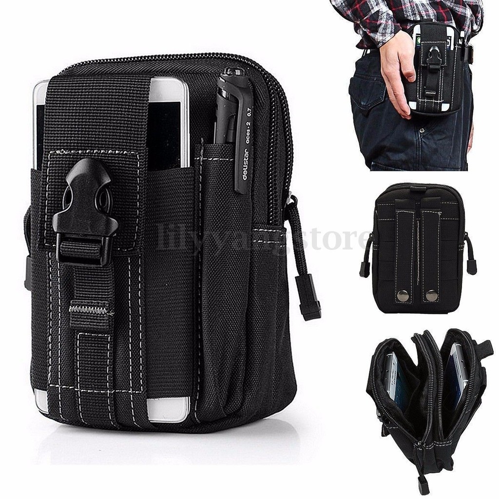 HGL♪Mens Outdoor Tactical Molle Waist Pack Fanny Phone Pouch Belt Bag Camping Hiking Bag