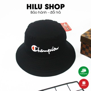 Mũ Bucket Đen Champion 2 lớp vải Kaki
