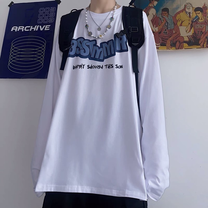 Áo phông tay dài sweater nam nữ unisex form rộng teen cổ tròn oversize cotton giá rẻ basic đen trắng ulzzang BSST