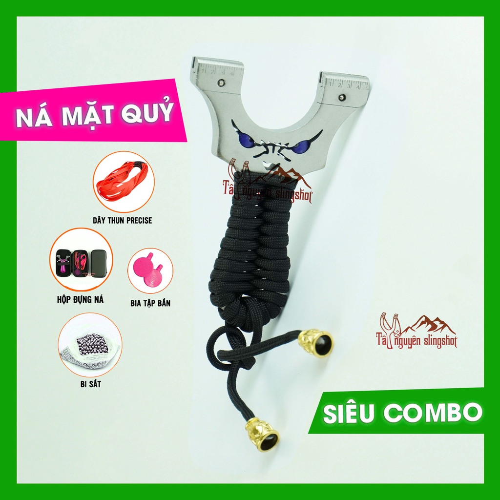 NÁ INOX, NÁ CAO SU MẶT QUỶ - INOX 440 CAO CẤP SÁNG BÓNG CÓ NGỌC XANH ĐÍNH KÈM NHÌN RẤT ĐẸP