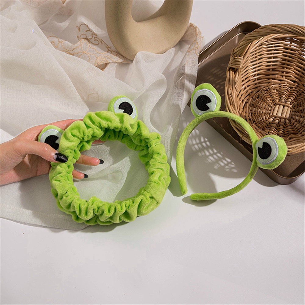 Băng Đô Cài Tóc Bản Rộng Co Giãn Nhiều Màu Hình Chú Ếch Dễ Thương Cho Nữ