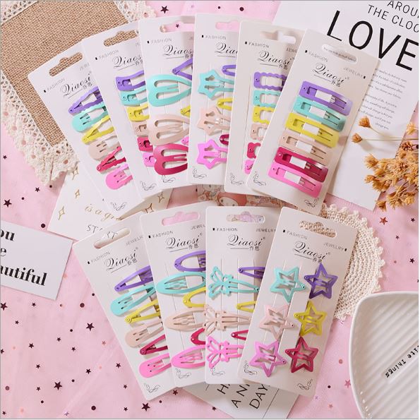 _Set 6 kẹp tóc nhiều màu dễ thương Orin K187 K188 K189 K190 K191 K192 K193 K194 K195 K196