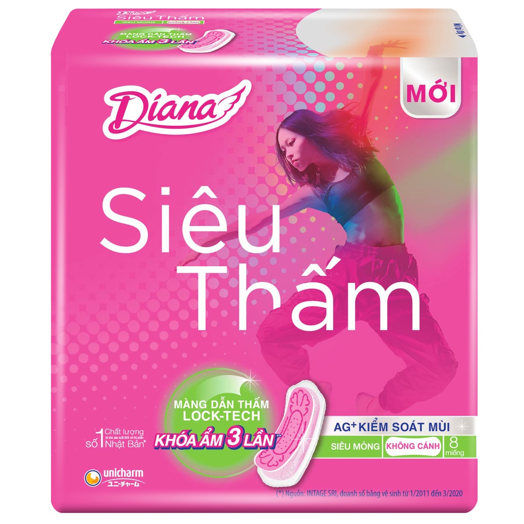 Bộ 6 gói Băng vệ sinh Diana siêu thấm siêu mỏng gói 8 miếng