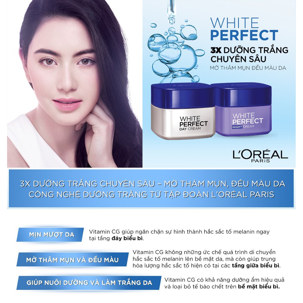 [Có bill] Kem dưỡng ban ngày L'Oreal Paris White Perfect Clinical Day Cream 50ml (Loreal) - Trắng da, mờ thâm nám