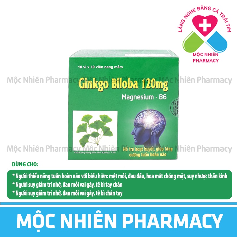 Đau Đầu, Mất Ngủ, Ginkgo Biloba 120 mg, Hỗ Trợ Giảm Đau Đầu, Mất Ngủ, Rối Loạn Tiền Đình