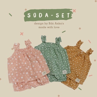 (Hàng thiết kế) Set Bộ Đồ Đũi Cotton 2 Dây Cho Bé Gái Đi Chơi Soda BIKI ANKA'S