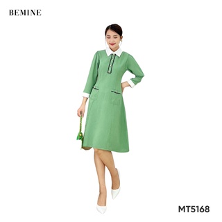 Đầm tay lỡ 2 túi đính nút BEMINE MT5168XANH