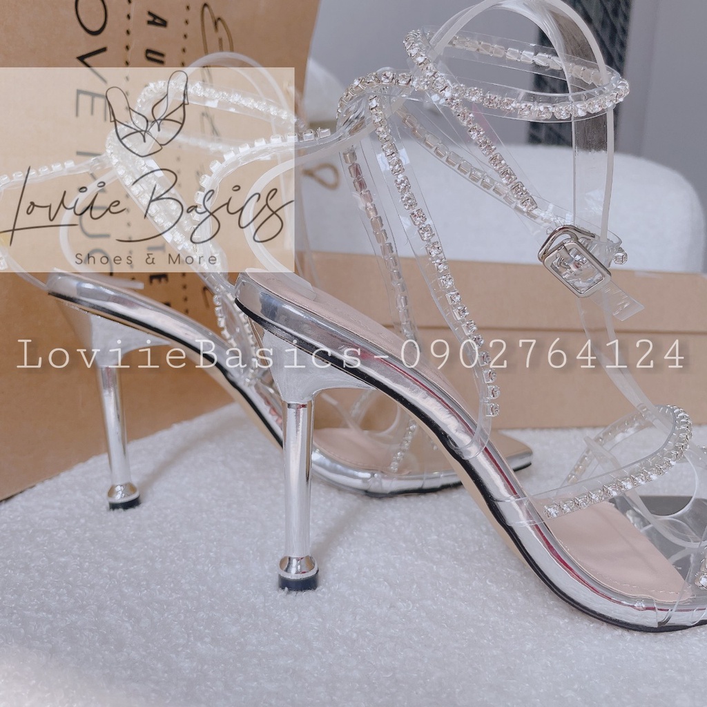 GIÀY CAO GÓT LOVIIE BASICS - GUỐC NỮ DÂY ĐÁ NGANG MẢNH - GIÀY THỜI TRANG MŨI VUÔNG 9 PHÂN G220821