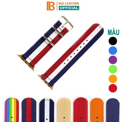 Dây đeo apple watch vải dù Bụi Leather - D126 thoải mái đi trời mưa, series 3, 4, 5, 6, SE, size 38-40-42-44mm