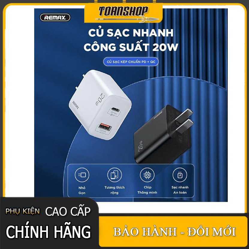  Củ sạc nhanh 20W remax RP-U88, chíp sạc thông minh sạc nhanh an toàn - Bảo hành 12 tháng