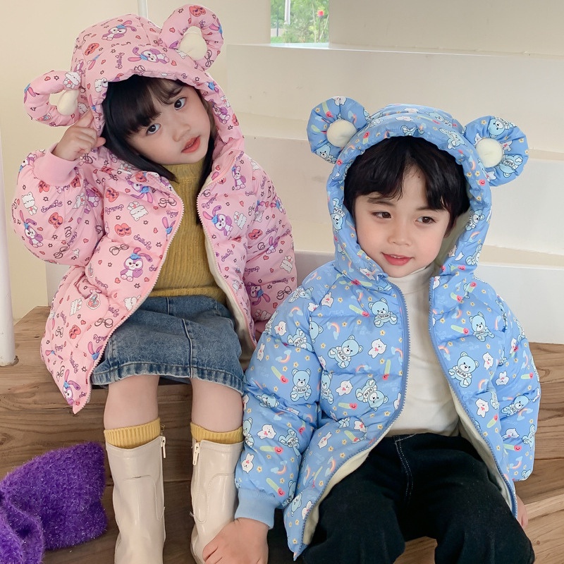 Áo phao lót nỉ, áo khoác trẻ em cho bé trai bé gái cao cấp mặc mùa đông siêu ấm cho bé từ 9kg đến 26kg Xu Xu Kids