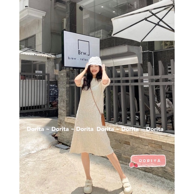 [Ảnh thật/Video] Váy suông cổ tròn đũi xốp Dorita, Đầm suông đũi nhăn Basic Hàn Quốc - Dorita Boutique | WebRaoVat - webraovat.net.vn