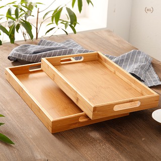 Khay trà gỗ tre cao cấp có tay cầm | khay tay bằng