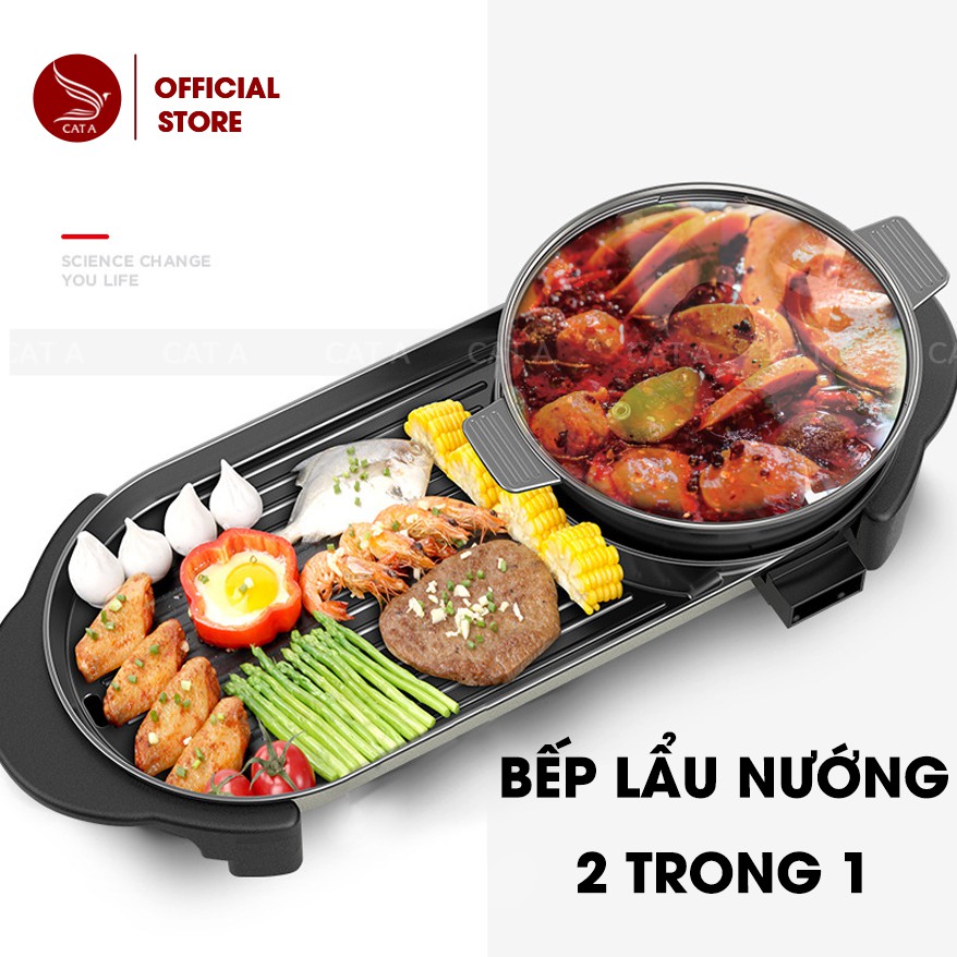 BẾP LẨU NƯỚNG ĐA NĂNG CAO CẤP  2 TRONG 1 - Chống dính - Công suất lớn - Thiết kế tiện dụng, tiết kiệm điện năng !