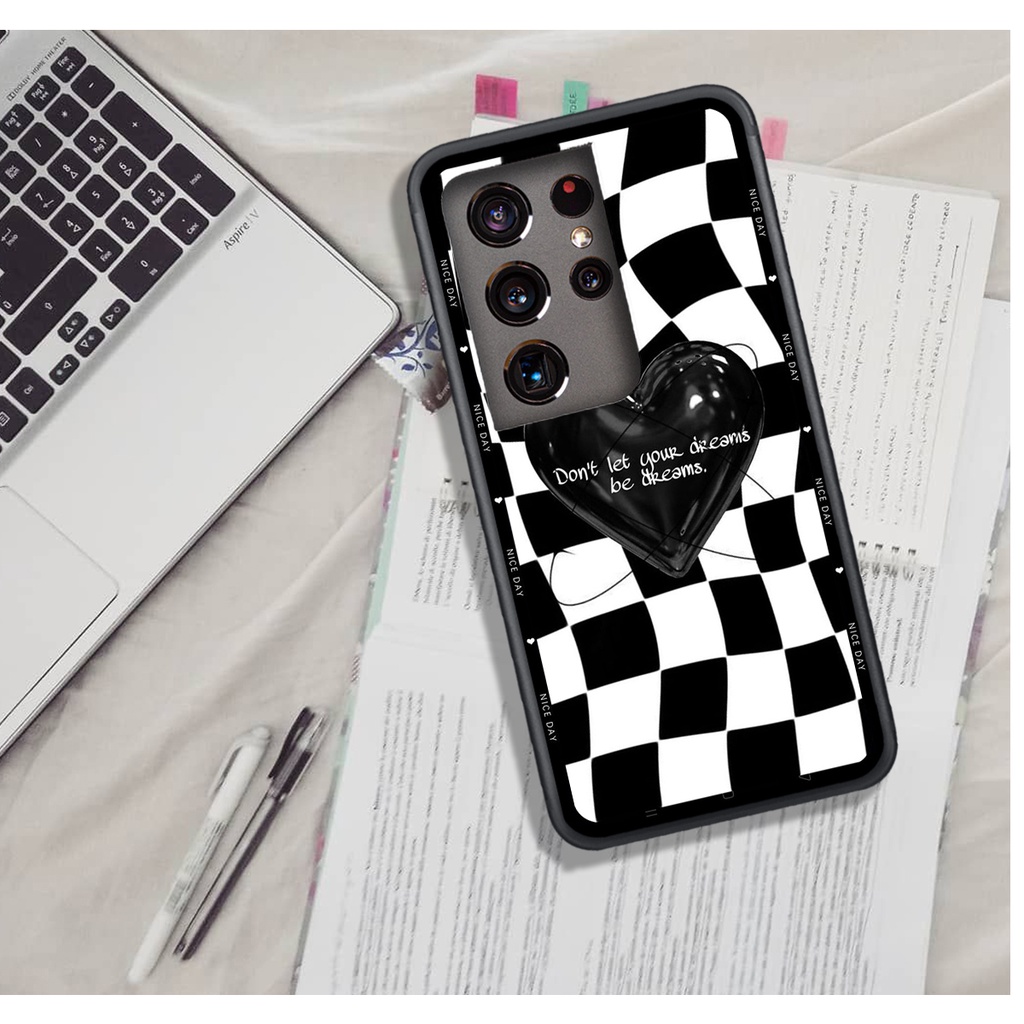 Ốp Lưng Samsung S21 - S21 PLUS - S21 ULTA - S21 FE , In Hình &quot;Black Heart&quot; Phong Cách Đẹp.