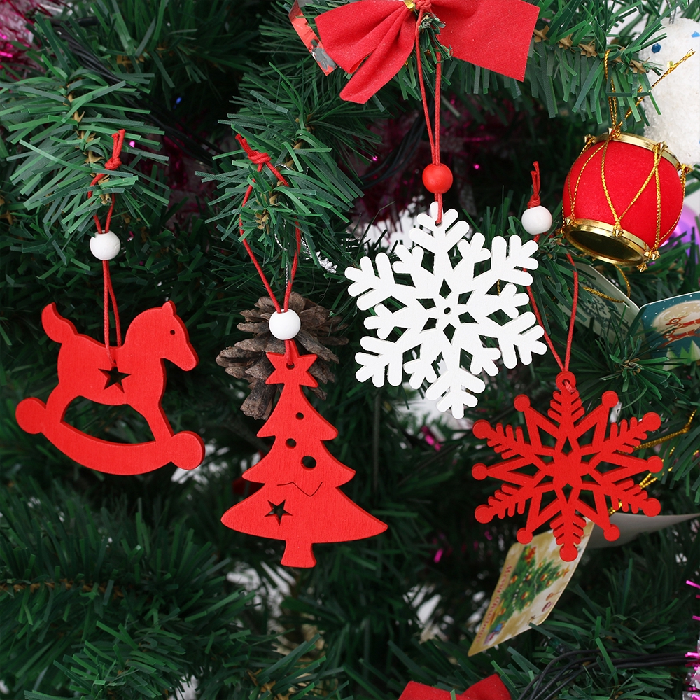 Set 6 Bông Tuyết Trắng Và Đỏ Trang Trí Cây Thông Noel