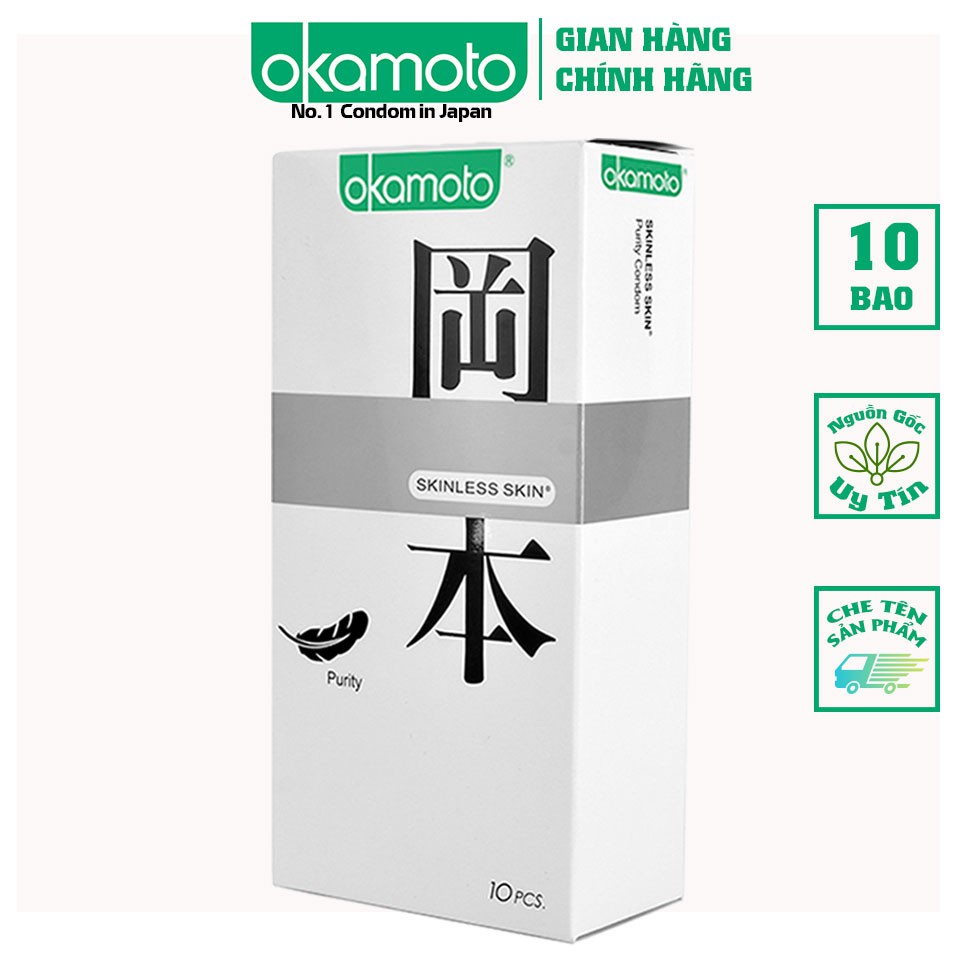 Bao Cao Su Okamoto Skinless Skin Purity Không Mùi Tinh Khiết Hộp 10 Cái