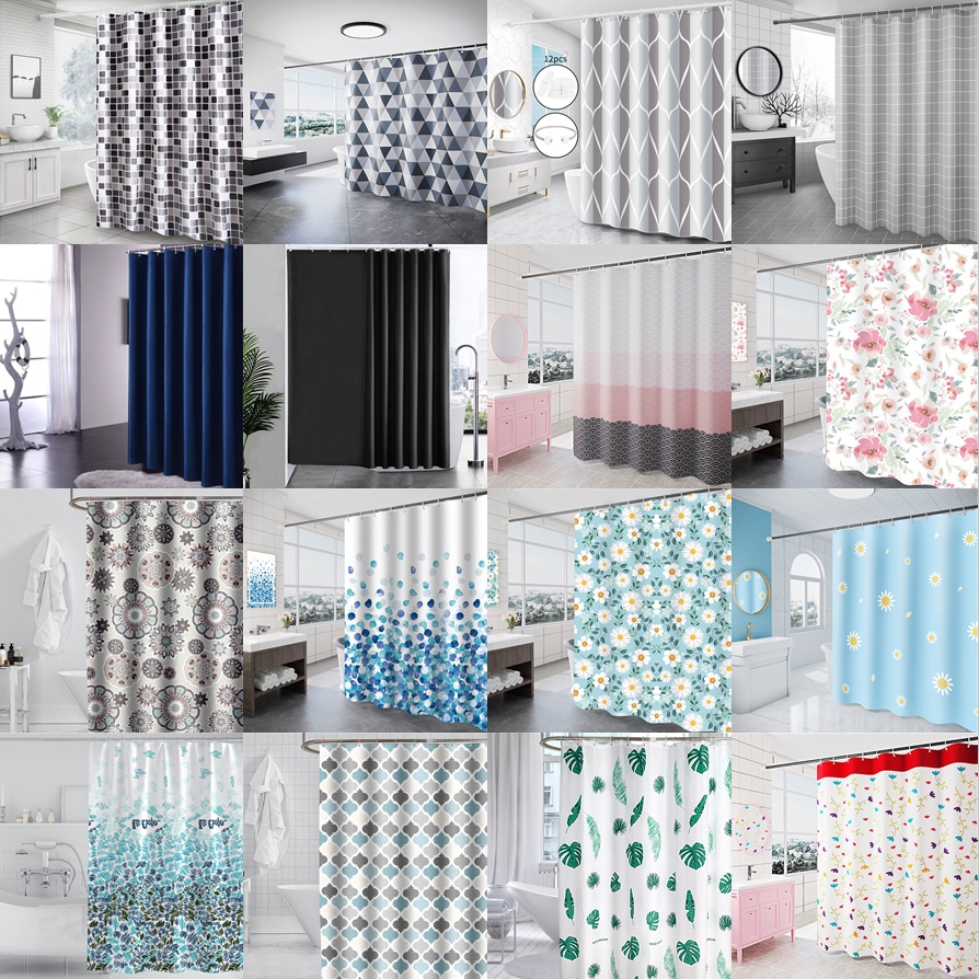 Khách sạn | Phòng tắm mẫu WiFi Rèm tắm | Đen trắng xám xanh | Rèm tắm màu rắn | Vải polyester dày | Rèm tắm không thấm nước cho phòng tắm