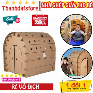 Nhà Lắp Ghép Thông Minh Cho Bé Bằng Bìa Carton Giấy - Nhà giấy carton lắp ráp cho bé
