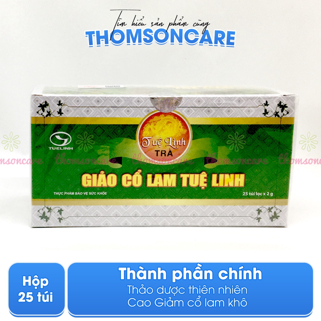 Trà giảo cổ lam Tuệ Linh - dạng túi lọc tiện dụng - hỗ trợ hạ mỡ máu, giảm đường huyết - KM mua 10 tặng 1 hộp