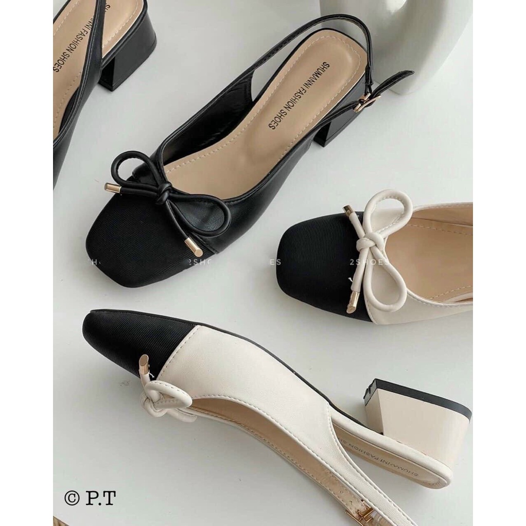 Giày dandal nữ thắt nơ chuông cao cấp gót 3cm