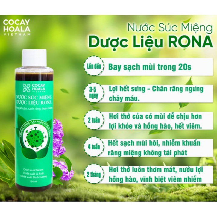 Combo gel rửa tay khô Coro + nước súc miệng dược liệu Rona chính hãng COCAYHOALA