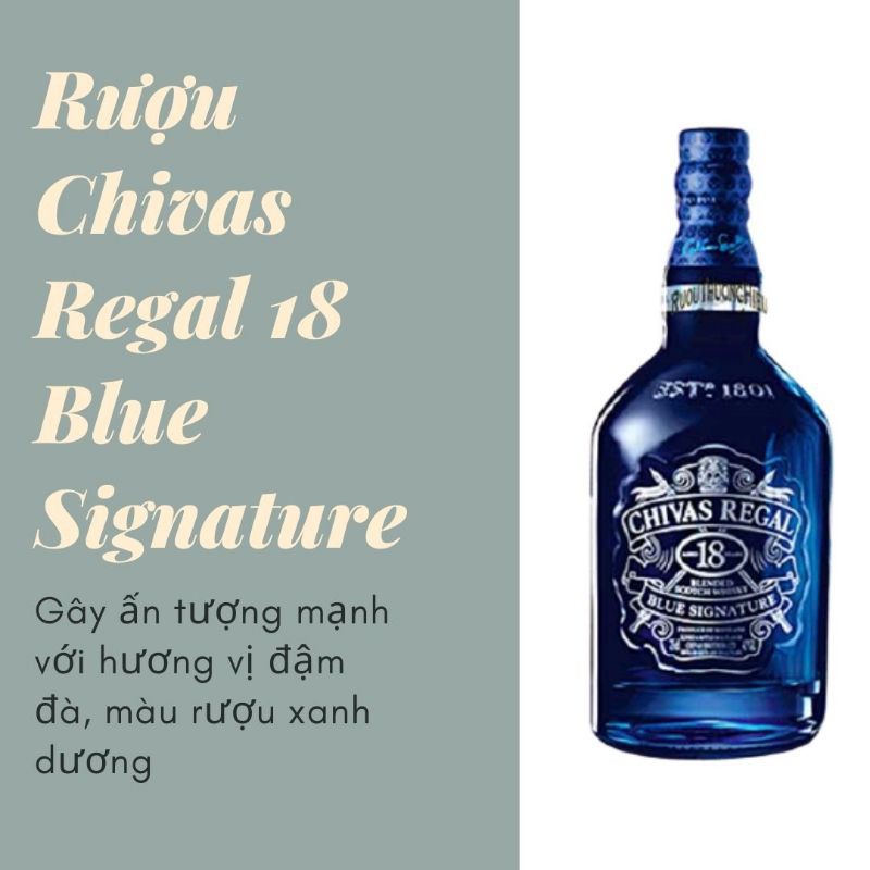 Vỏ chai rượu thủy tinh Chivas 18 Blue xuất xứ Scotland dung tích 700ml rất đẹp.