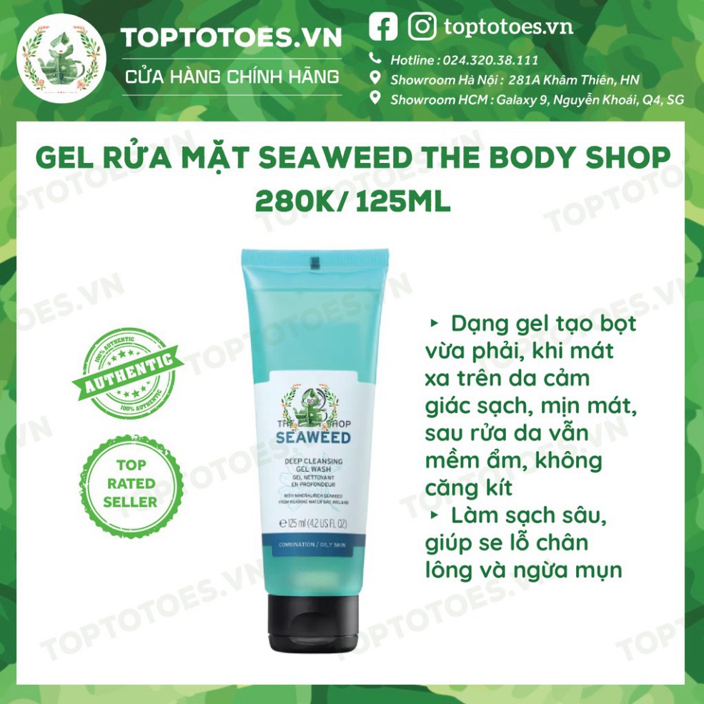 HOT HOT Bộ sản phẩm Seaweed The Body Shop sữa rửa mặt, toner, kem dưỡng, mặt nạ, tẩy da chết HOT HOT
