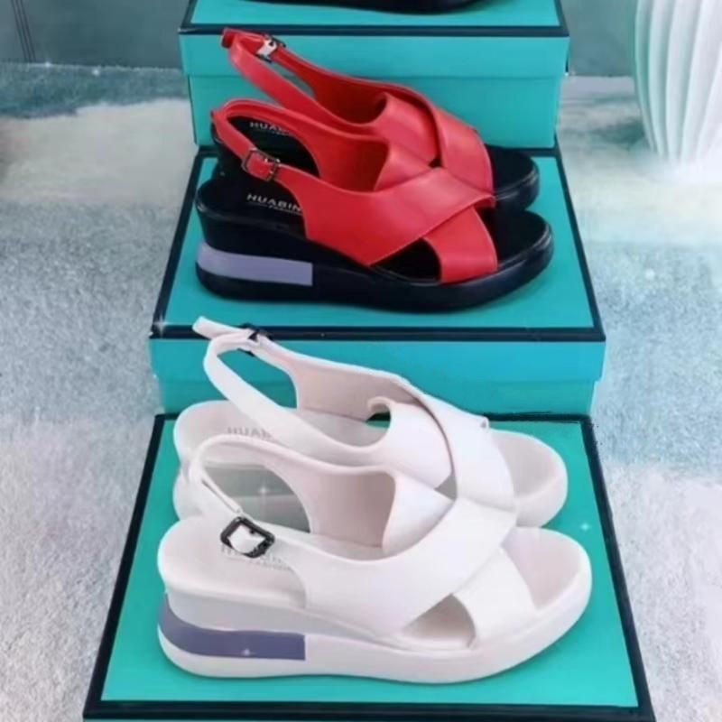 Giày Sandal Đế Xuồng Dày Dặn Bằng Da Thật Chống Trượt Thoải Mái Thời Trang Mùa Hè 2022