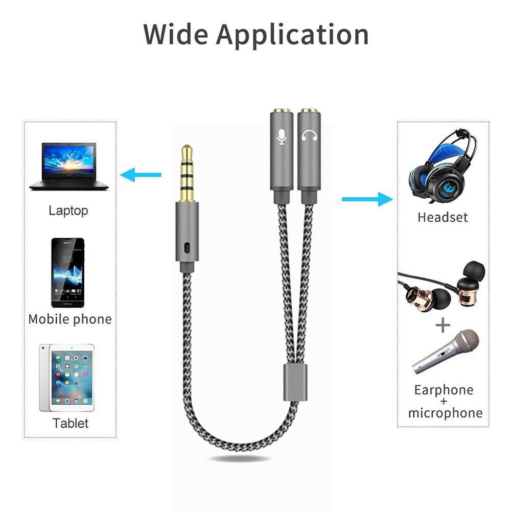 Cáp Chuyển Đổi Âm Thanh Từ 1 Đầu Cắm Sang 2 Ổ Cắm 3.5 mm Chuyên Dụng Cho Tai Nghe Mic