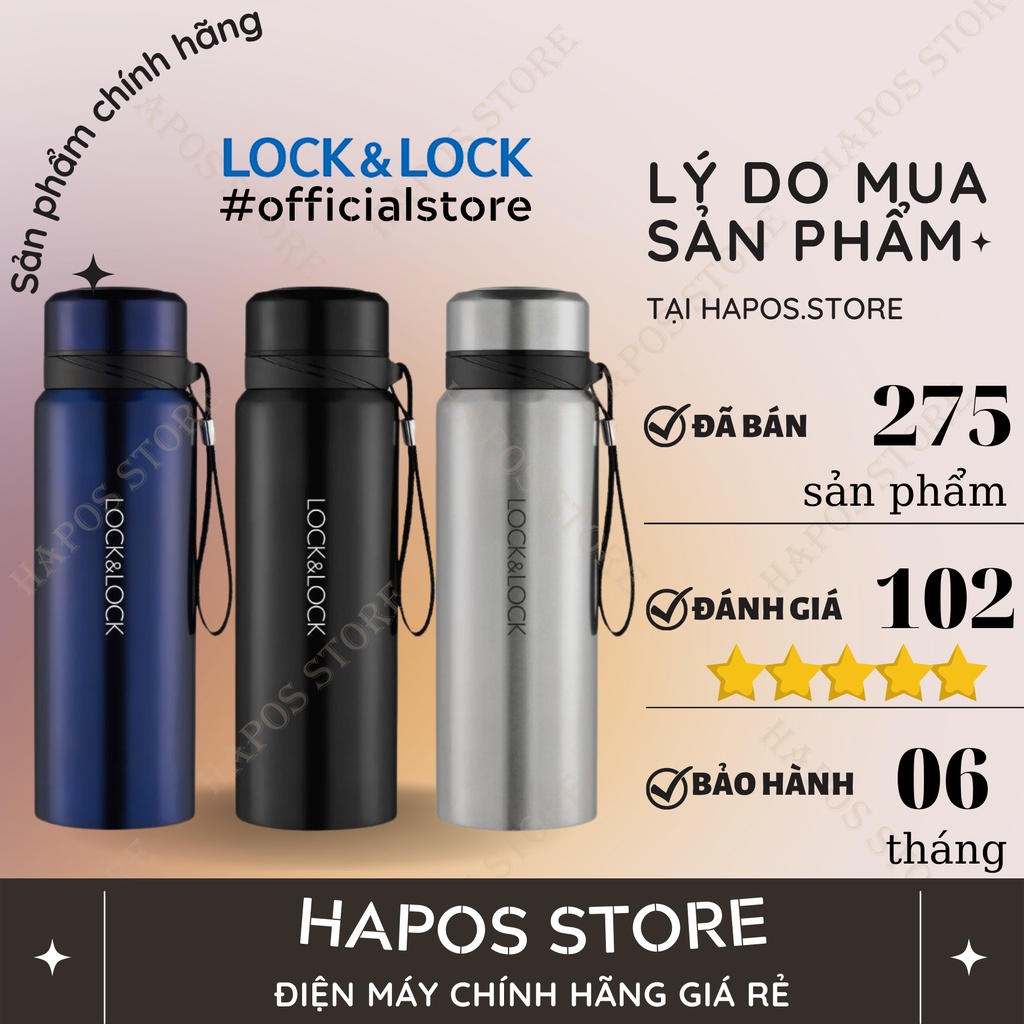 Bình giữ nhiệt thép không gỉ Vacuum Bottle LocknLock LHC6180 FU (800ml) - HAPOS