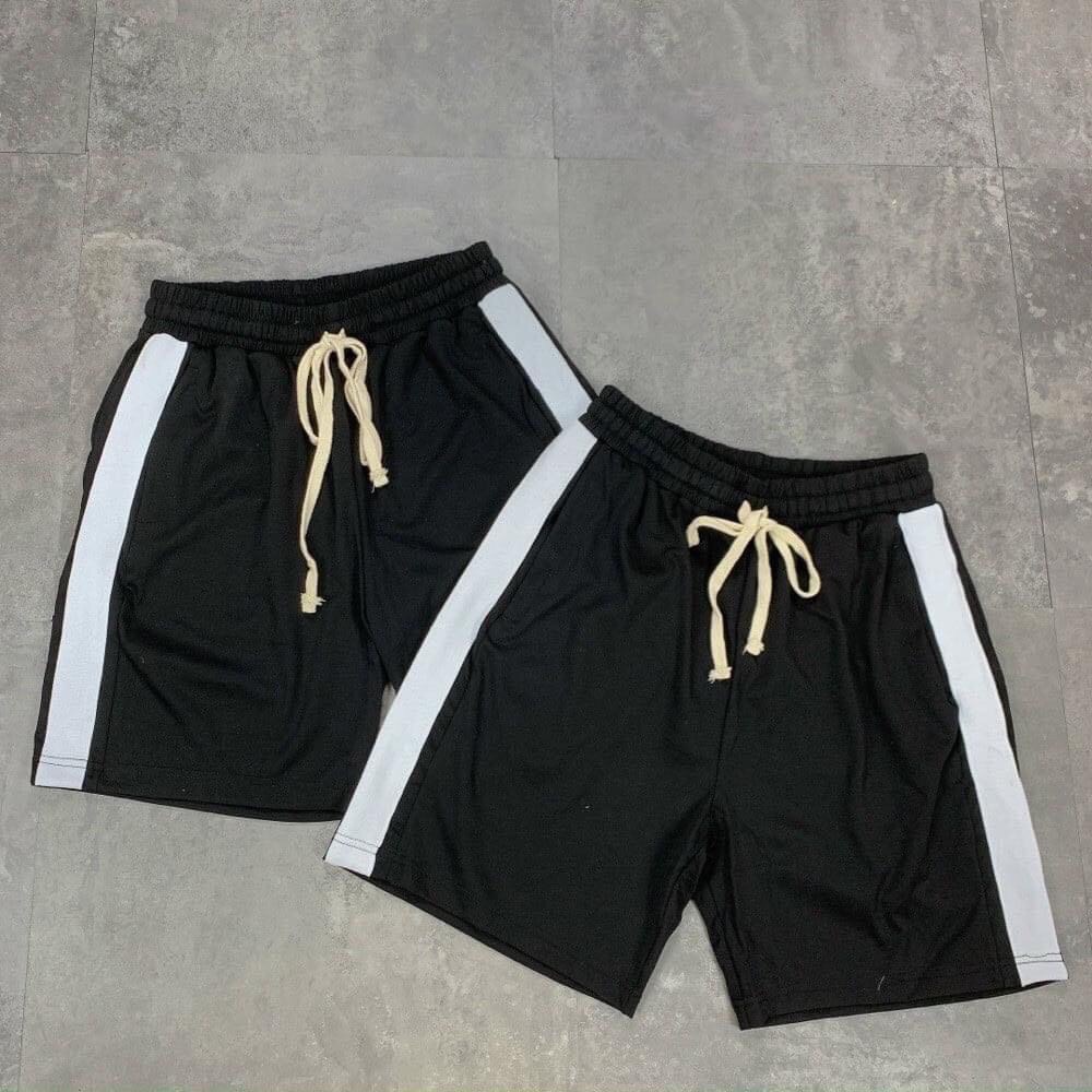 Quần short nam sọc trắng vải cotton co giãn tập thể thao hay mặc nhà