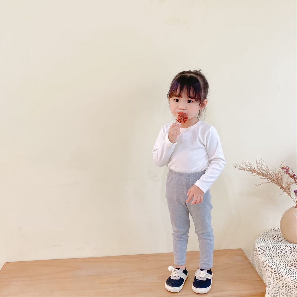 SET 4 QUẦN LEGGING TRƠN DÀI COTTON CO DÃN CO BÉ