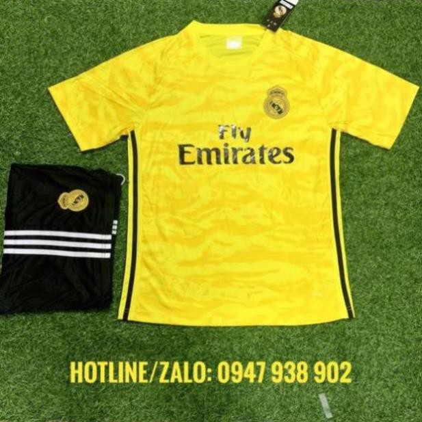 ÁO BÓNG ĐÁ CLB REAL MADRID MÀU VÀNG THỦ MÔN 2019-2020 xịn * ་