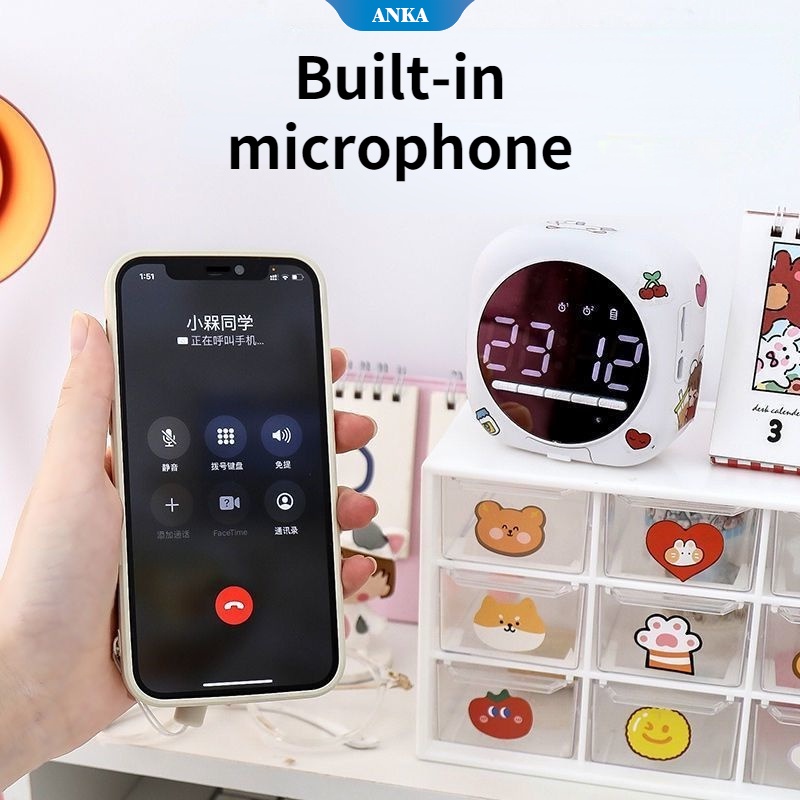 Loa Bluetooth Mini Kiêm Đồng Hồ Báo Thức Đa Năng Hình Cô Gái Hoạt Hình Dễ Thương