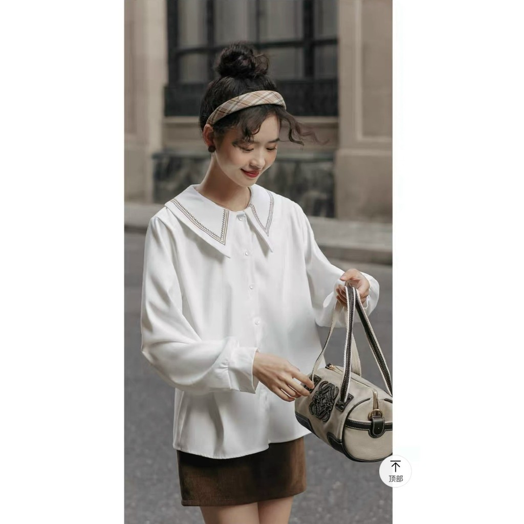 Áo sơ mi nữ cổ bèo tay bồng siêu xinh [ẢNH THẬT]